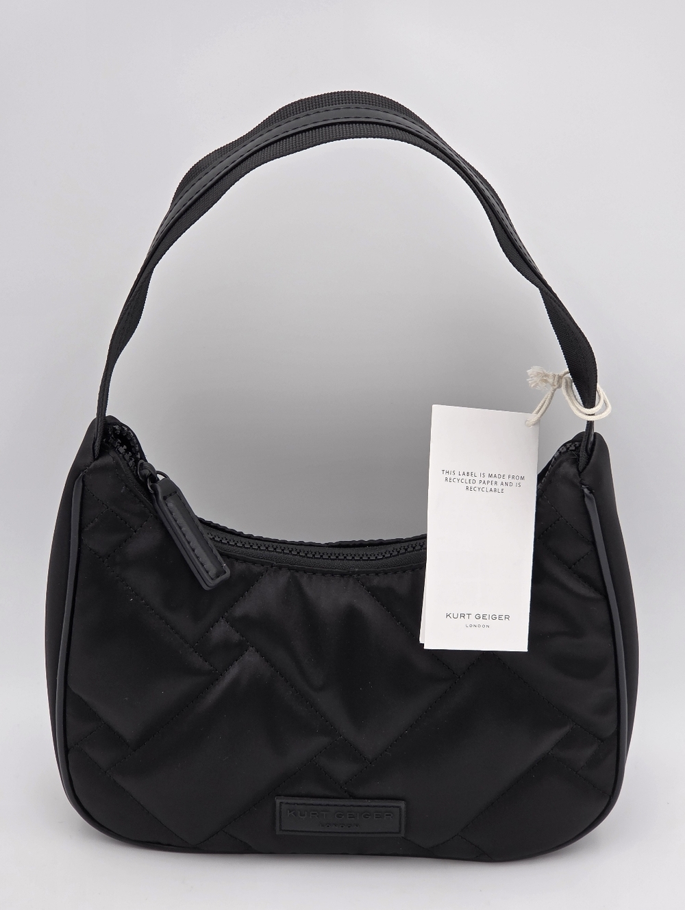 Kurt Geiger Black Recycled Small Hobo In Quilted Nylon